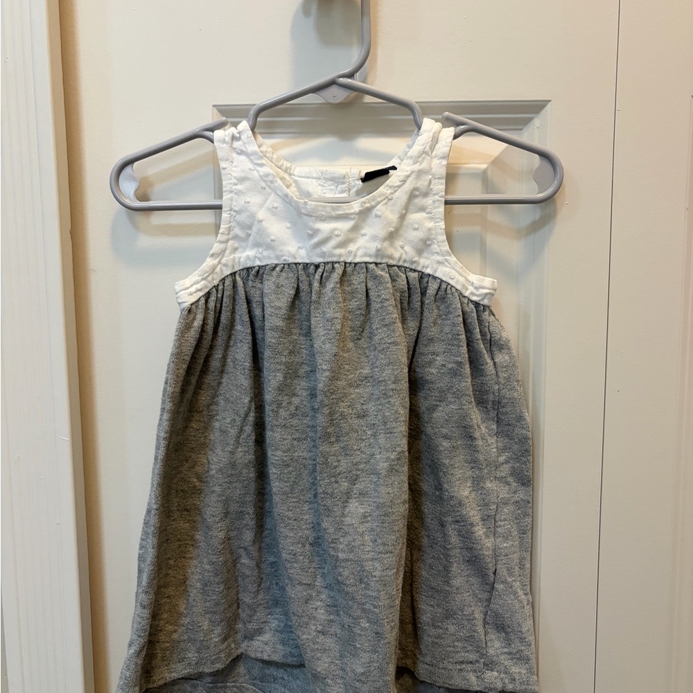 GAP Girls White Textured Yoke & Gray Tank Dress